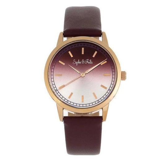 Sophie & freda safsf5105 sophie & freda san diego leather-band womens watch&#44; maroon