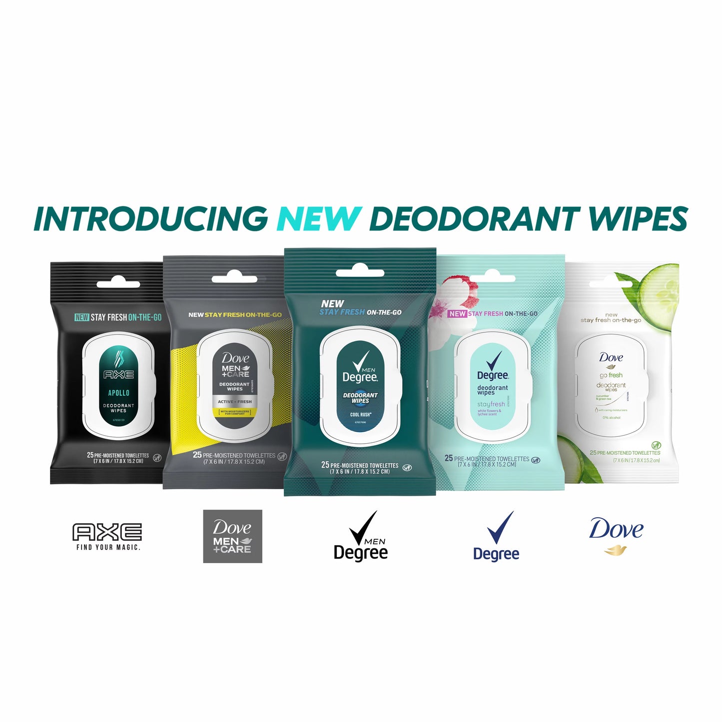 Degree men on-the-go deodorant wipes cool rush 25ct