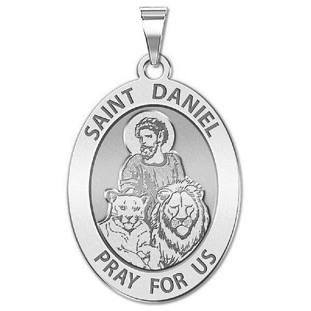 Picturesongold.com saint daniel oval religious medal necklace pendants adult-1/2x2/3 14k yellow gold