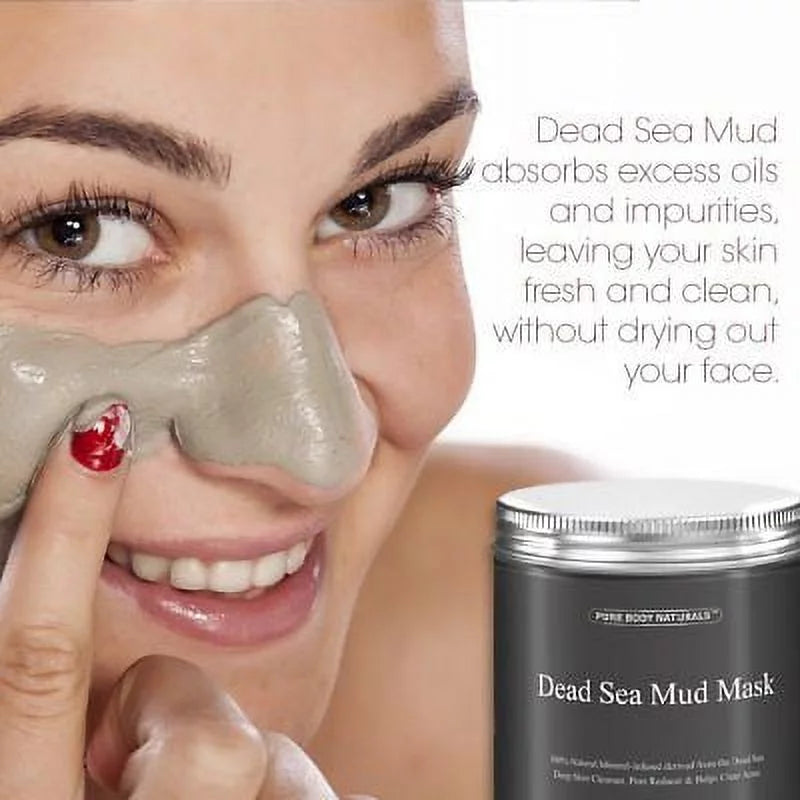 Dead sea mud mask by pure body naturals, 8.8oz skin cleanser for unisex