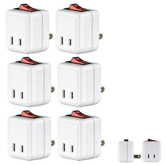 6 pc outlet single port power wall tap electrical adapter on off lighted switch