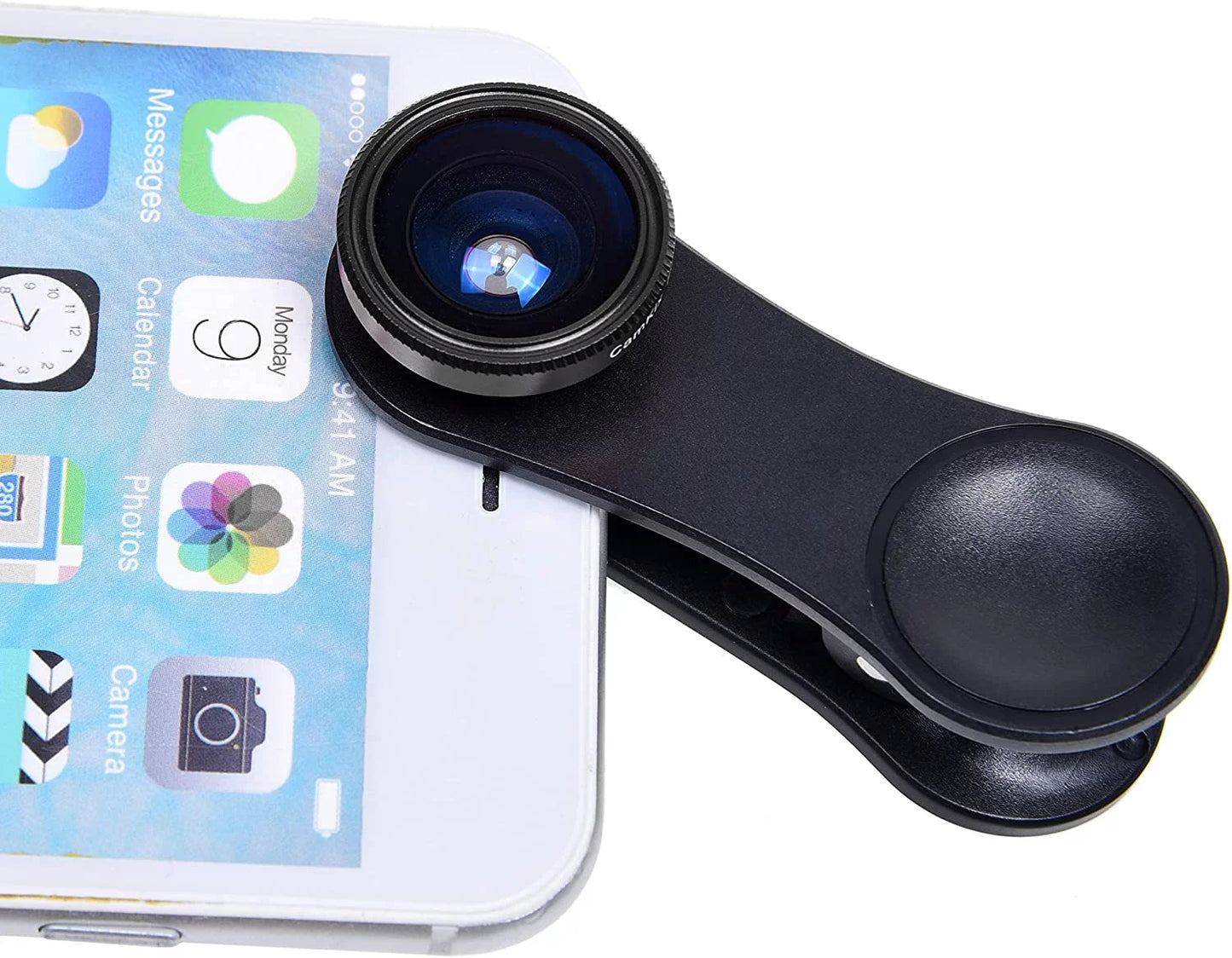 Universal 3 in 1 cell phone camera lens kit for smartphones including - fish eye lens / 2 in 1 macro lens & wide angle