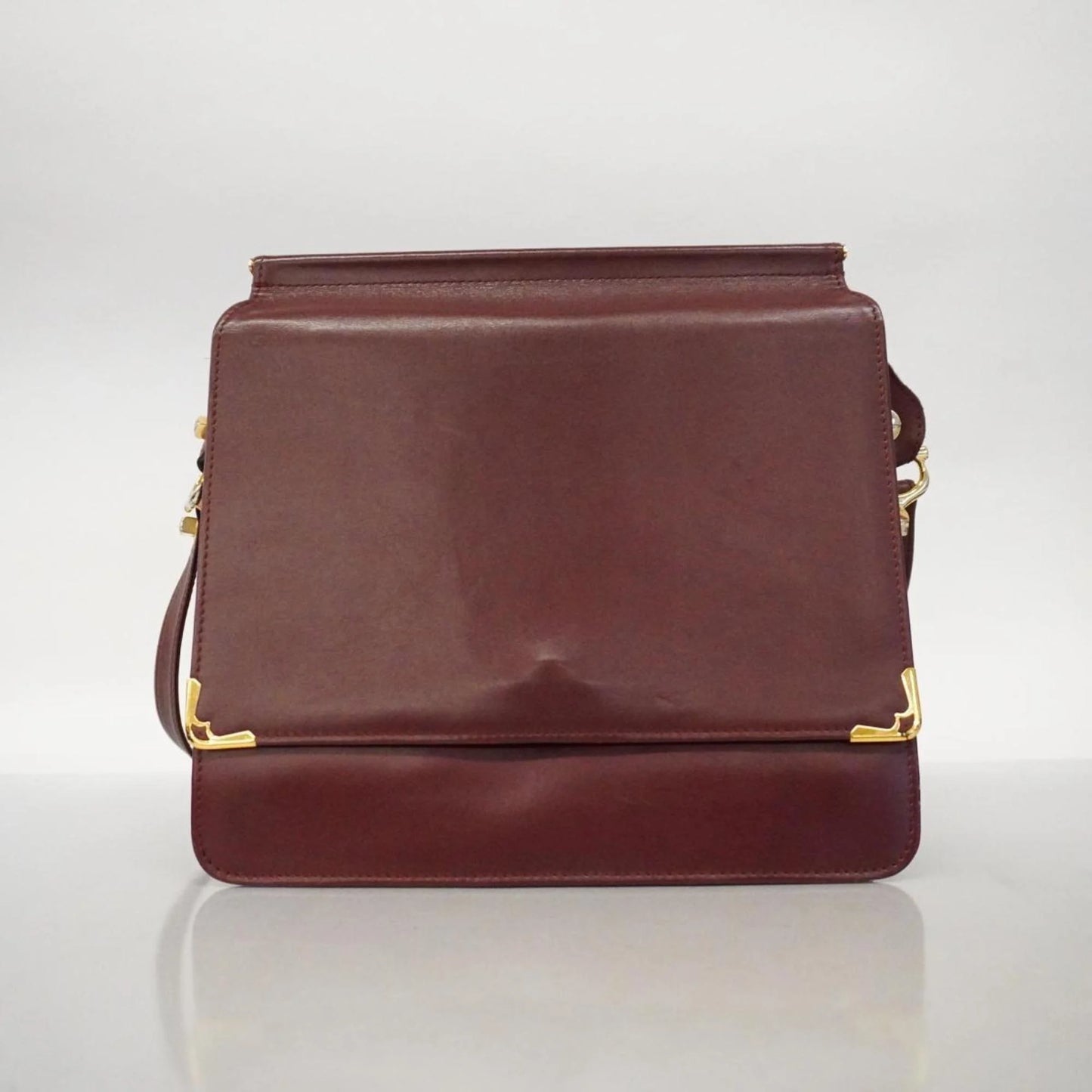 Pre-owned cartier shoulder bag must leather bordeaux women's (good)