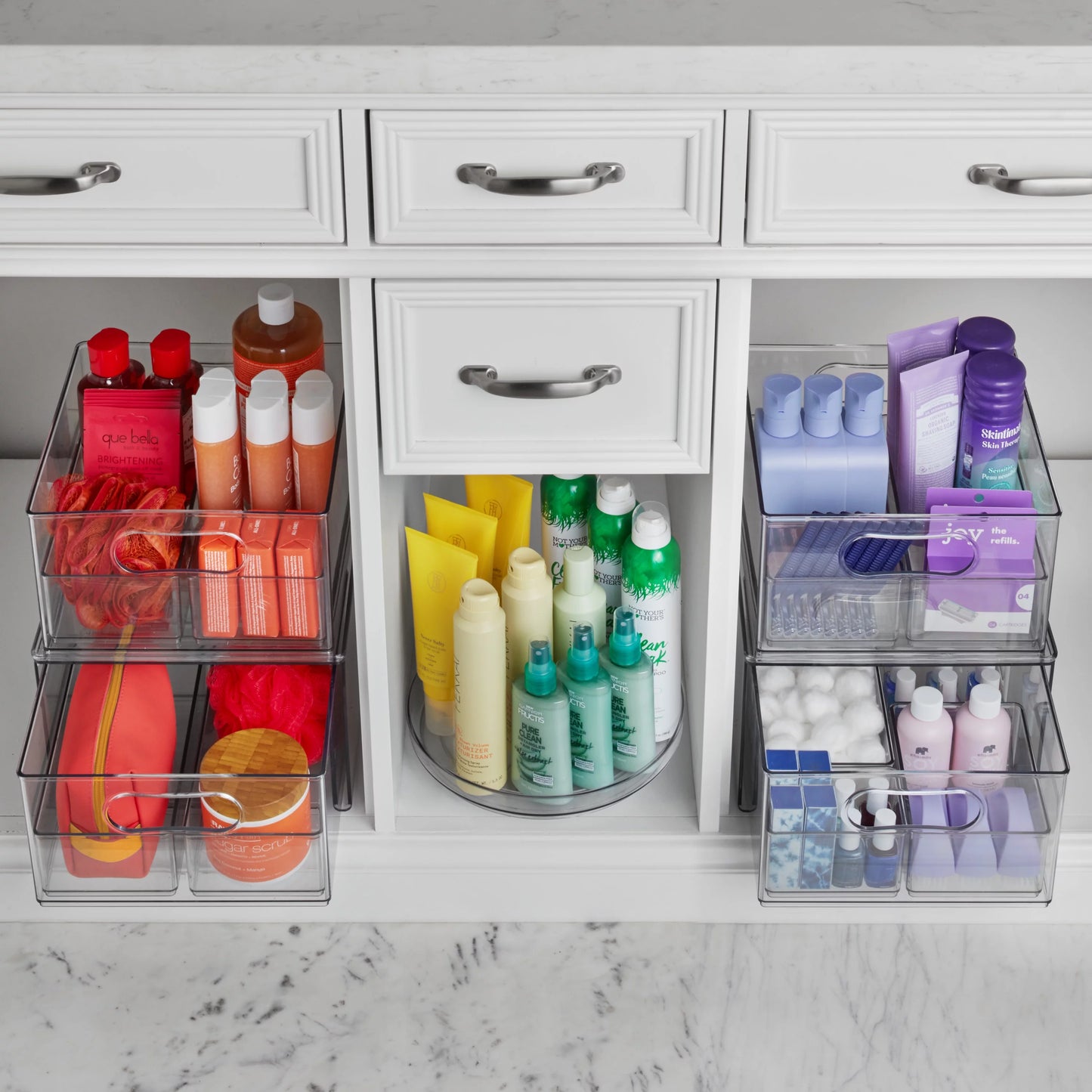 The home edit 17 piece bath edit, clear plastic modular storage system