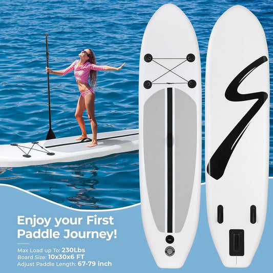 Streakboard 10ft inflatable paddle board stand-up paddle board sup 6’’ thick board with full accessories, white