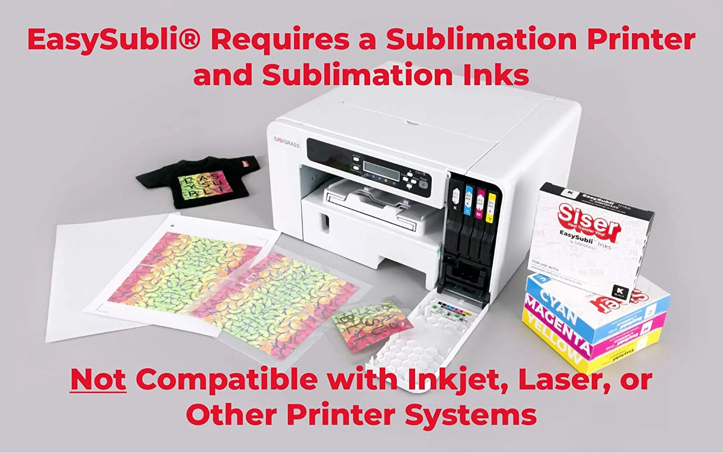 Siser easysubli htv - printable sublimation heat transfer vinyl - 10 sheets of easysubli (8.4"x11") and 10 sheets of easysubli mask (8"x10")