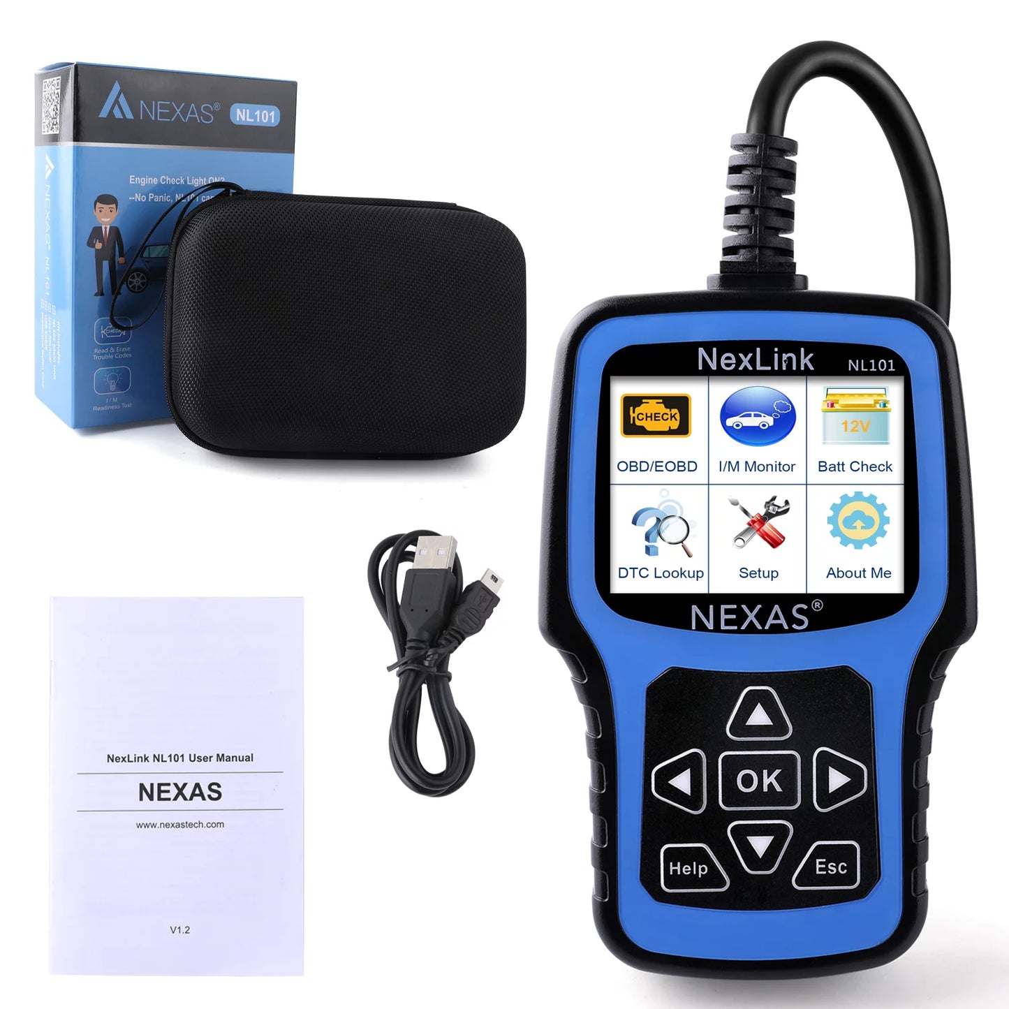 Nexas nl101 obd2 scanner check engine light car battery tester car scanner auto code reader full obdii functions check engine read clear codes automotive scanner obdii diagnostic tool