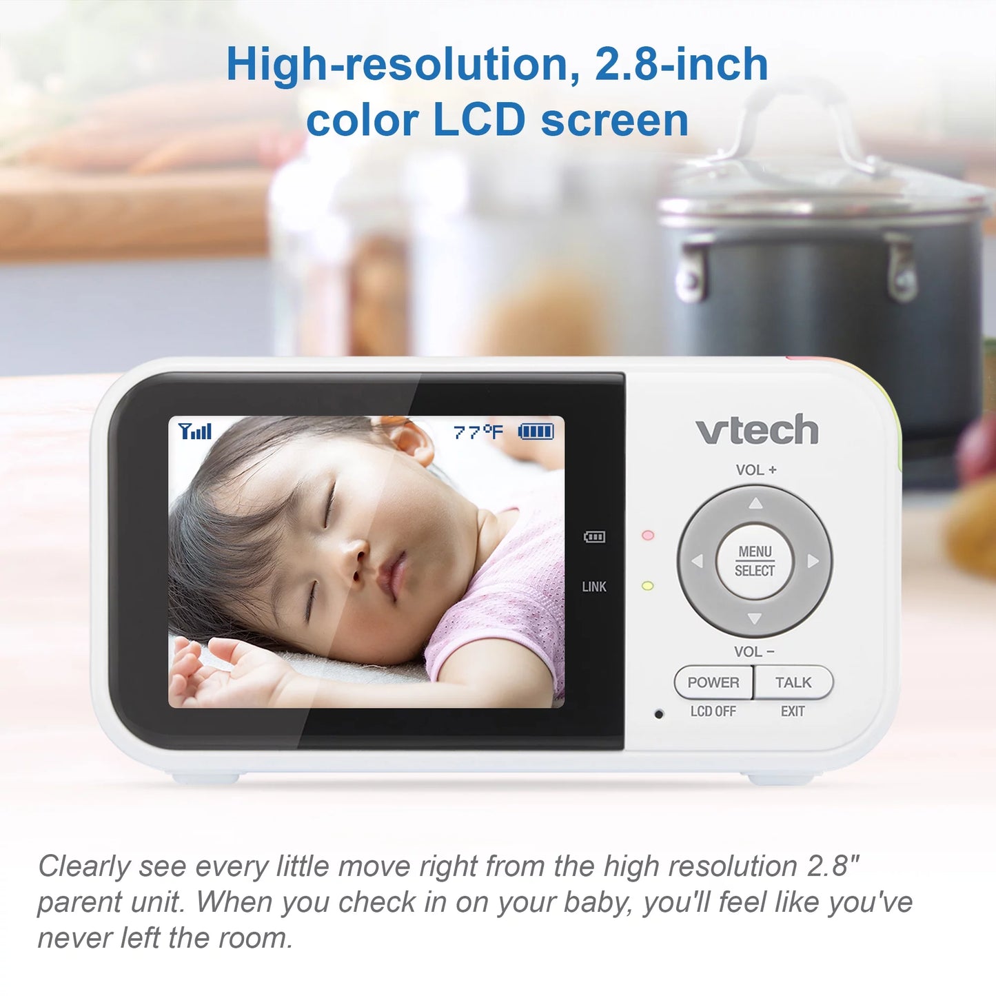 Vtech vm3254-2 fixed camera with 2.8" high resolution parent unit and 2 cameras