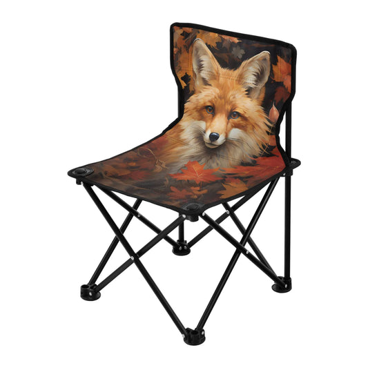 Fox in autumn leaves portable camping chair outdoor folding beach chair fishing chair lawn chair with carry bag support to 220lbs