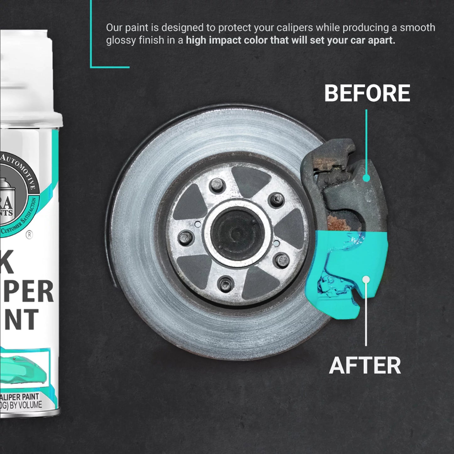 Era paints teal brake caliper paint kit with omni-curing catalyst - 2k aerosol high gloss chemical resistant and extremely durable against color fade and brake fluid