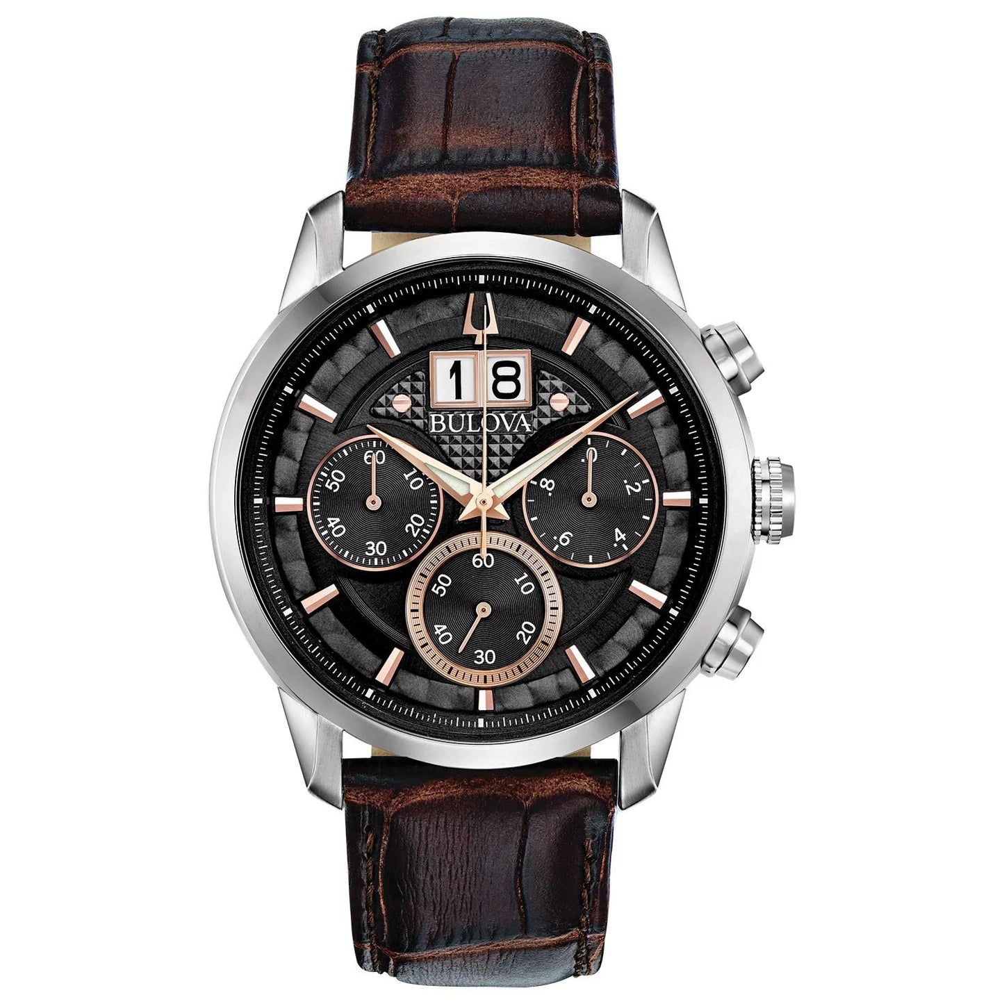 Bulova sutton brown leather chronograph mens watch 96b311