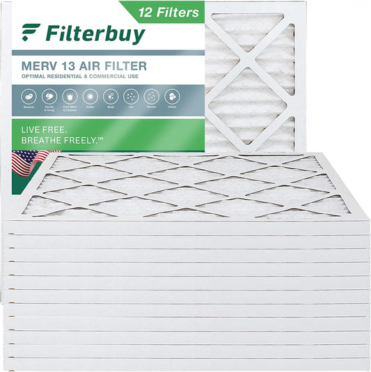 Filterbuy 12x12x1 merv 13 pleated hvac ac furnace air filters (12-pack)