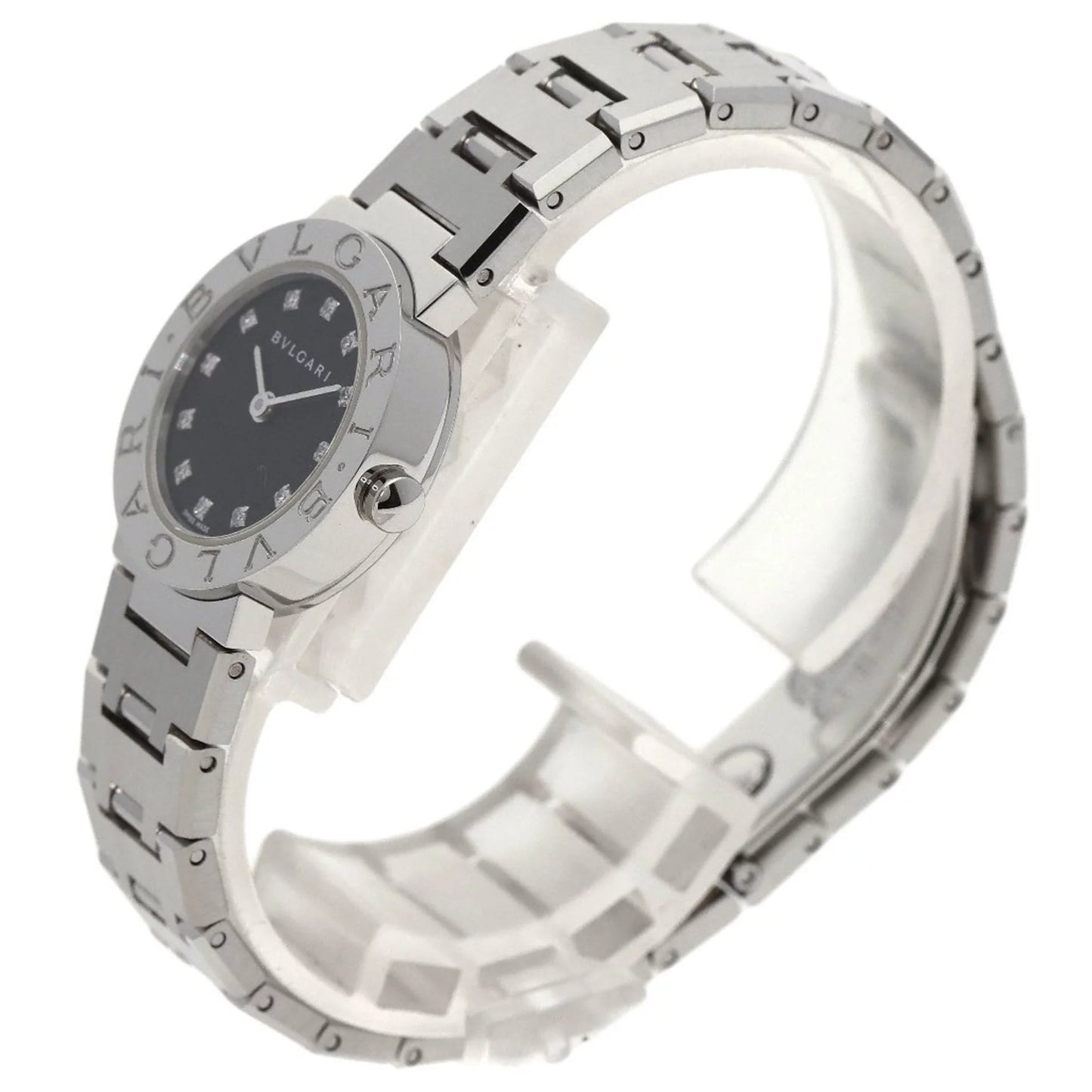 Pre-owned bvlgari bb23ss 12 12p diamond watch stainless steel ss ladies bvlgari (good)