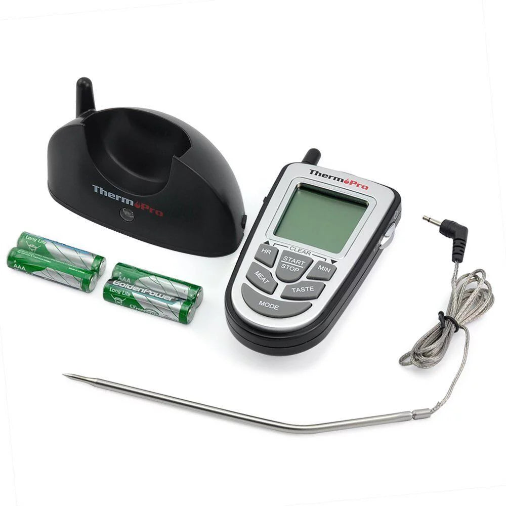 Wireless remote thermometer probe bbq grill meat kitchen oven food cooking smoke, thermopro, lcd