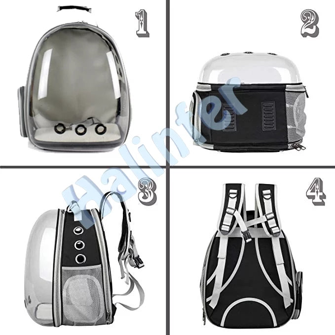 Back extension cat backpack, space capsule transparent bubble expandable pet carrier for kitten and small dog up to 12 pounds