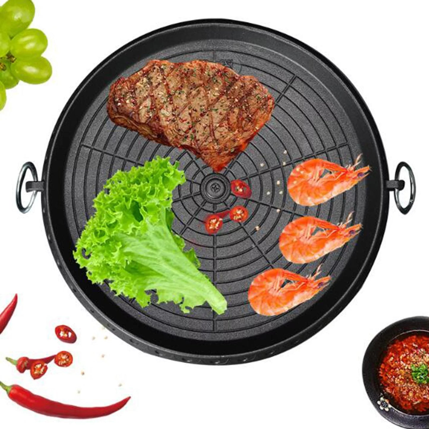 Portable frying smokeless tray lightweight induction grill pan indoor outdoor picnic household bbq camping