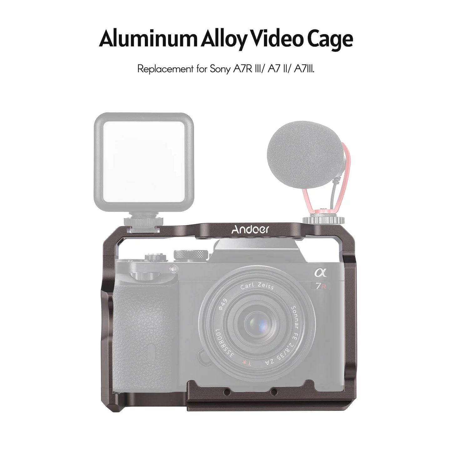 7299 aluminum alloy cage kit with video rig handle wooden grip replacement for sony a7r iii/ a7 ii/ a7iii