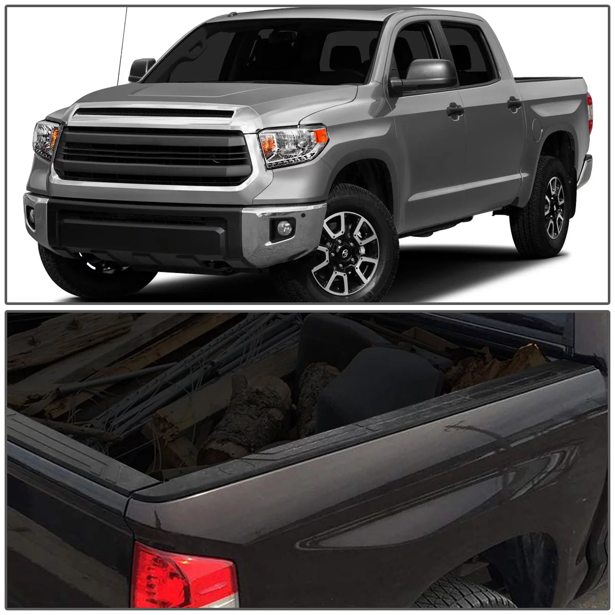 Dna motoring ztl-y-0107 for 2014 to 2020 toyota tundra 5.5 ft factory style flat tailgate bed rail cap protector left+right side trim panel 15 16 17 18 19