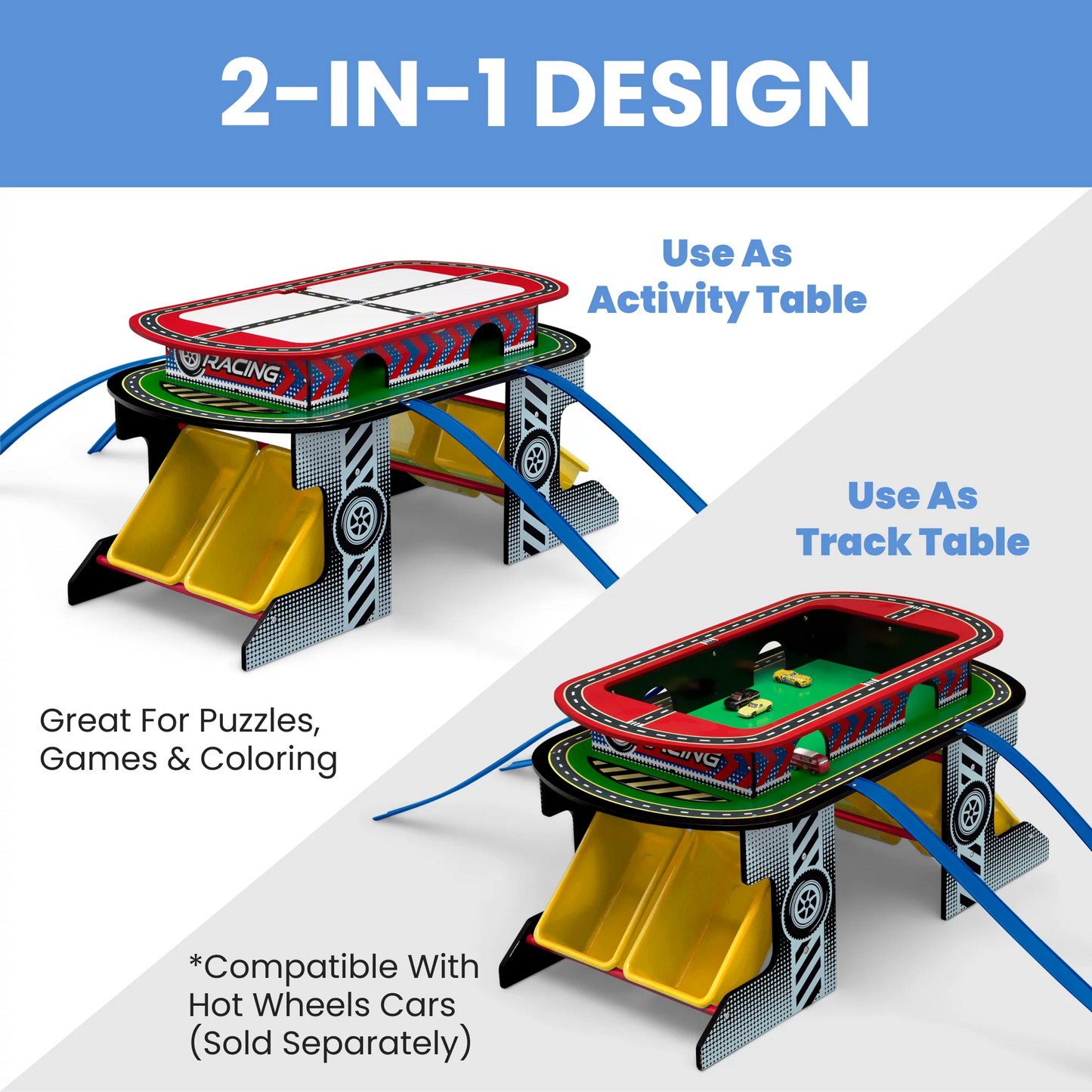 Delta children race track toy and activity play table for kids