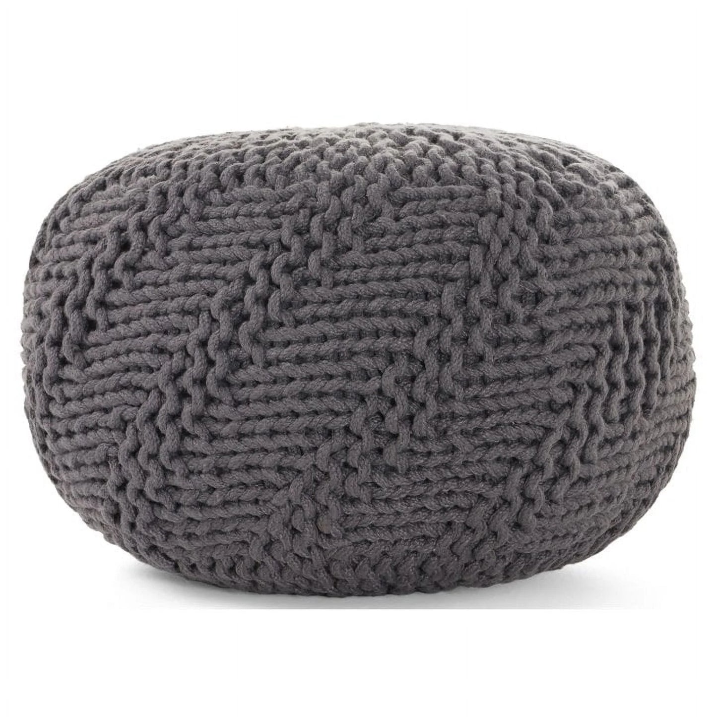 Noble house aria handcrafted modern fabric outdoor weave pouf in dark gray