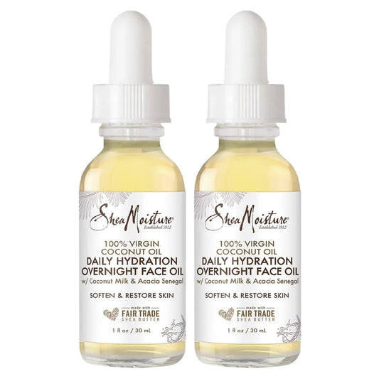 Sheamoisture skin care, overnight face oil for all skin types, 100% virgin coconut oil for daily hydration, pack of 2-1 oz ea