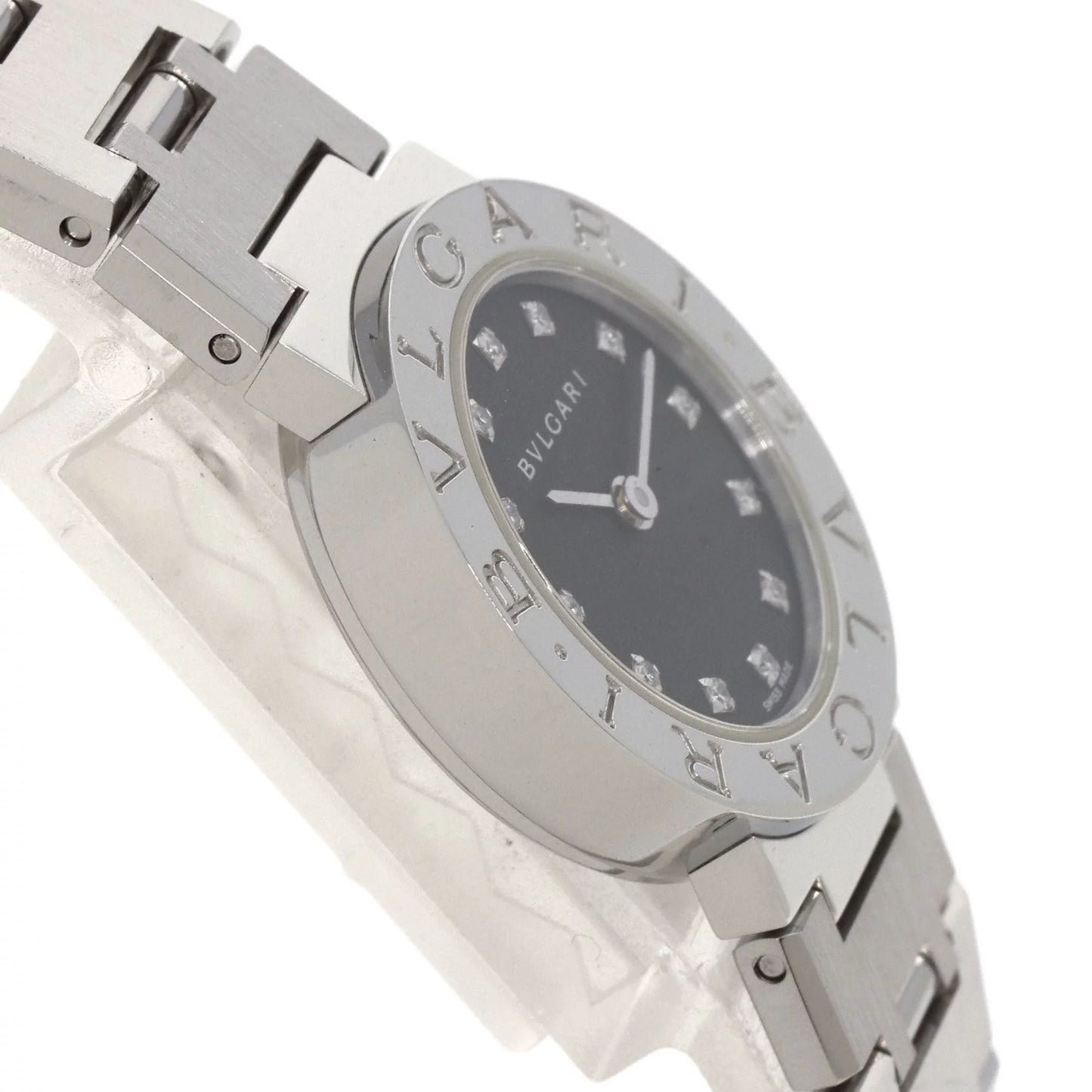 Pre-owned bvlgari bb23ss 12 12p diamond watch stainless steel ss ladies bvlgari (good)