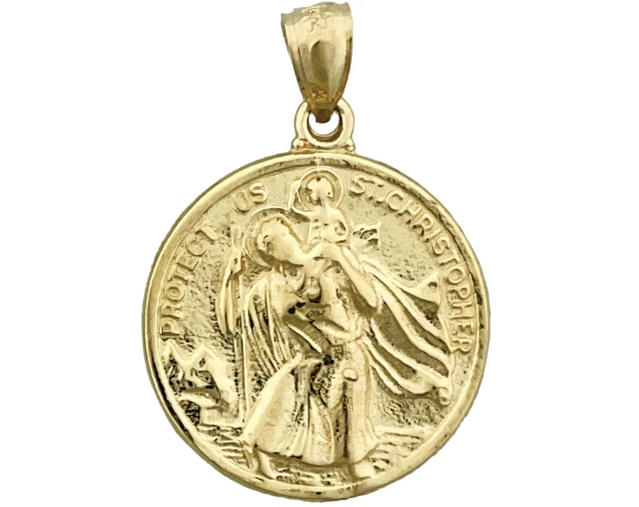 14k gold 18mm saint christopher pendant