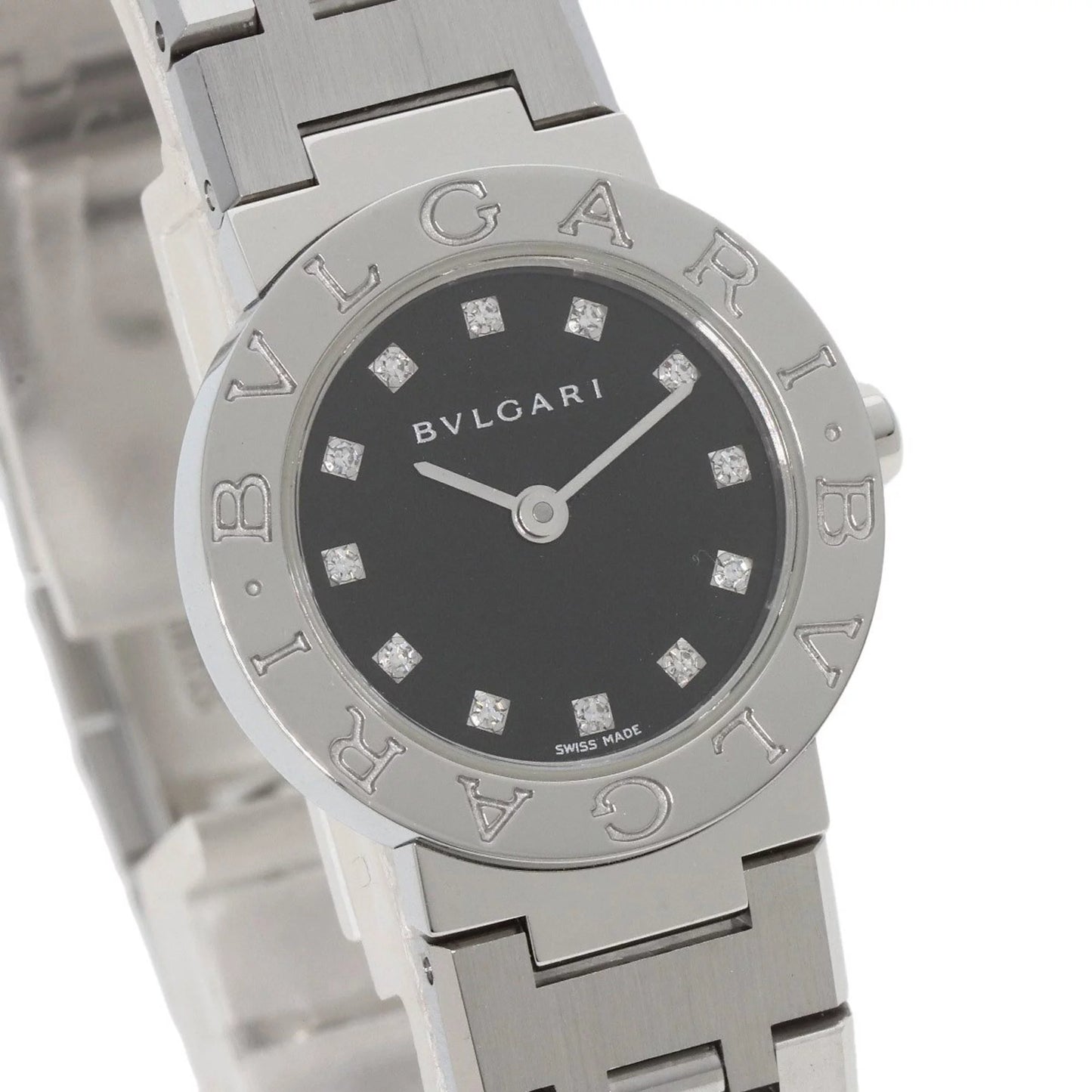 Pre-owned bvlgari bb23ss 12 12p diamond watch stainless steel ss ladies bvlgari (good)