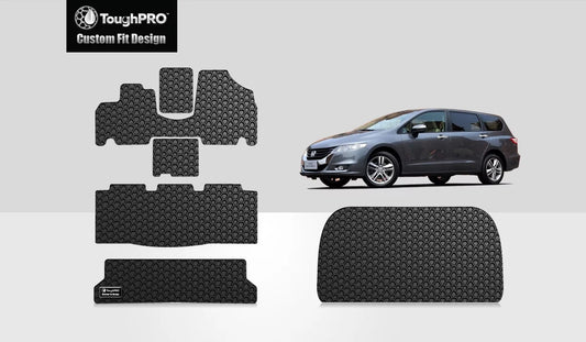 Toughpro - full set with cargo mats compatible with honda odyssey - all weather heavy duty (made in usa) - black rubber - 2008