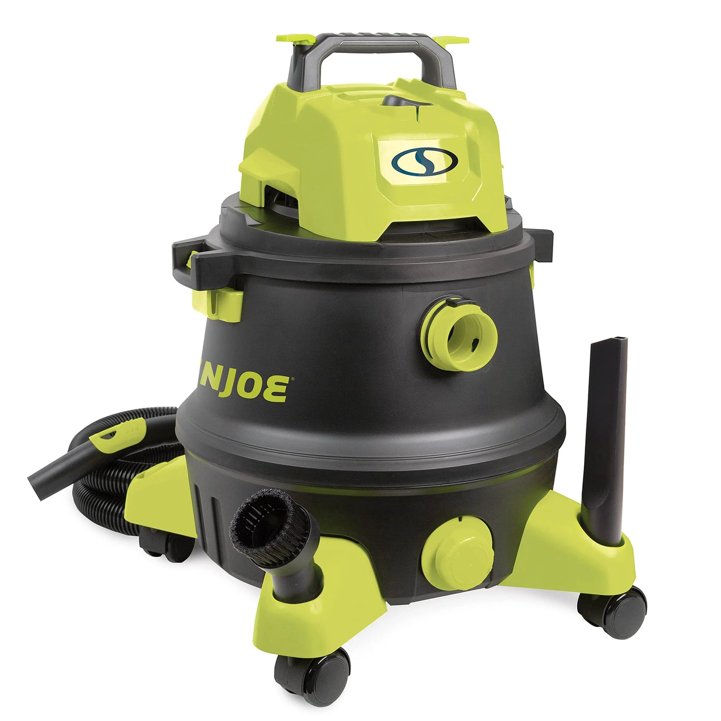 Restored sun joe swd8000 8-gallon 1200-watt 6.5 peak hp wet/dry shop vacuum, hepa filtration, wheeled w/cleaning attachments, black/green (refurbished)