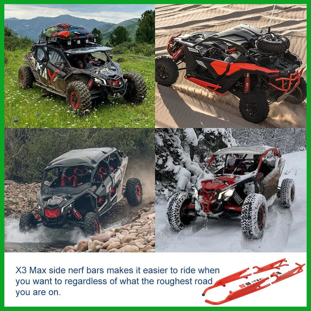 Elitewill nerf bars rock sliders for 2017-2021 can-am maverick x3 max - 4 seater red