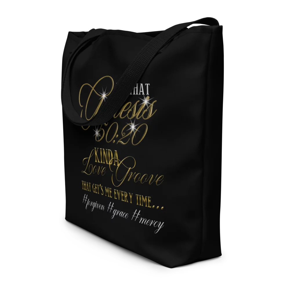 Genesis 50:20 kinda love groove large tote bag