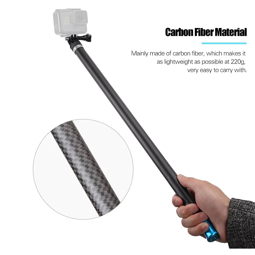 Telesin 2.7m/106 inch ultra long carbon fiber selfie stick lightweight extendable handheld pole monopod replacement for gopro hero 9/8/7/6/hero 5 black(2018) replacement for one r osmo action camera