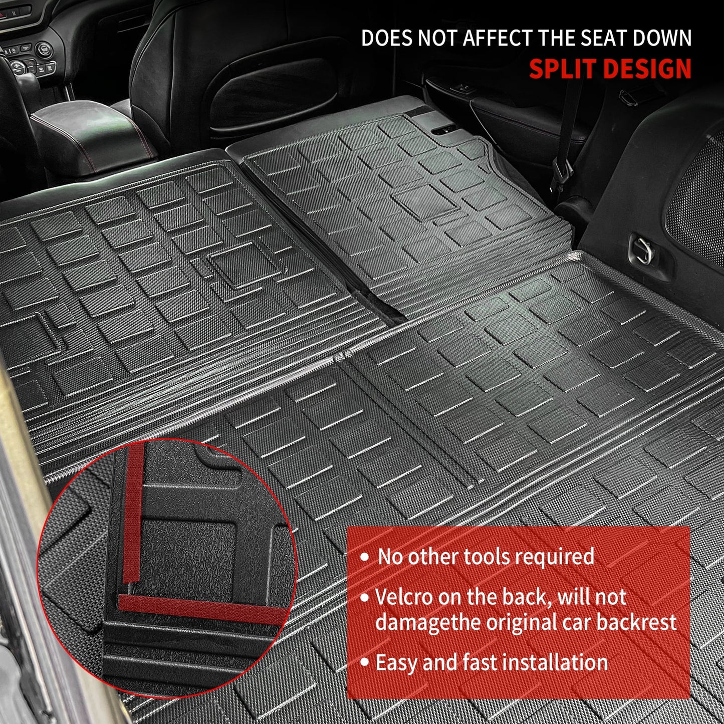 Floor mats compatible with 2019-2023 jeep cherokee cargo liner trunk mat tpe all weather back seat cover protector 2022 cherokee accessories (trunk mat+backrest mats+floor mats)