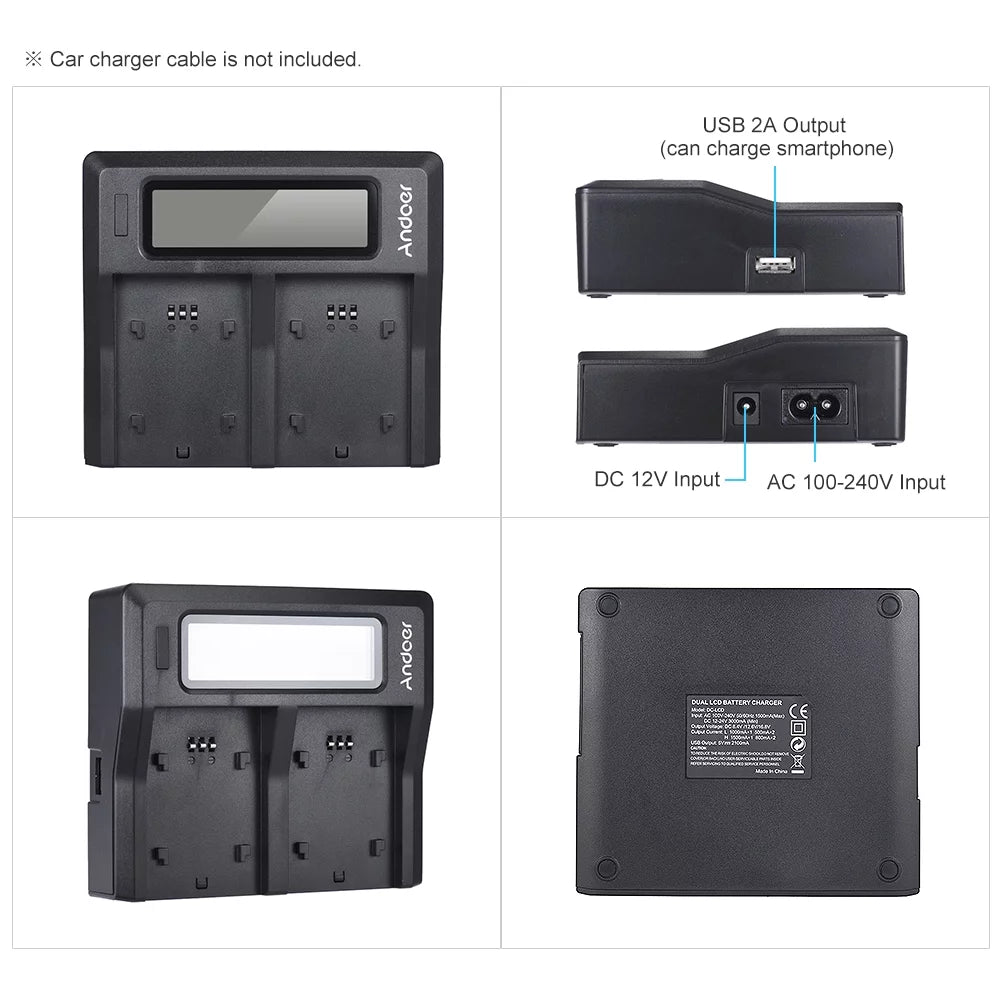 Suzicca np-fz100 dual channel lcd battery replacement for sony a7iii a9 a7riii a7siii