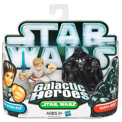 Star wars galactic heroes 2010 luke skywalker & darth vader mini figure, 2 pack