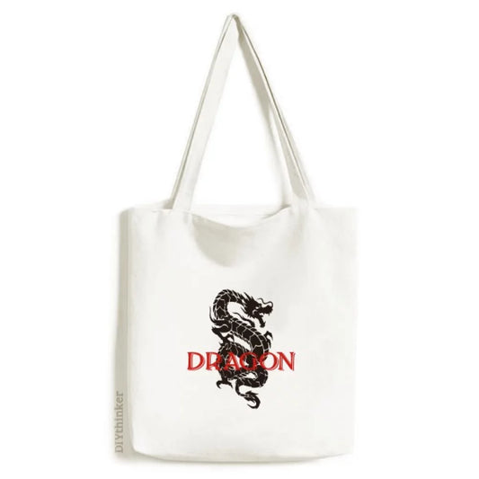 Animal dragon myth east west tote canvas bag shopping satchel casual handbag