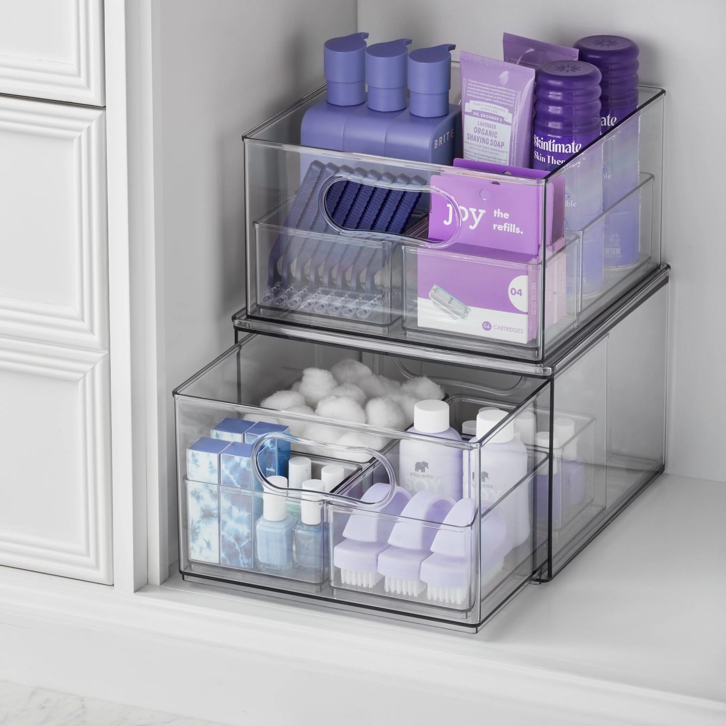 The home edit 17 piece bath edit, clear plastic modular storage system