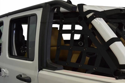 Dirtydog 2018 fits jeep wrangler jlu 4 door cargo side only netting black jl4n18csbk