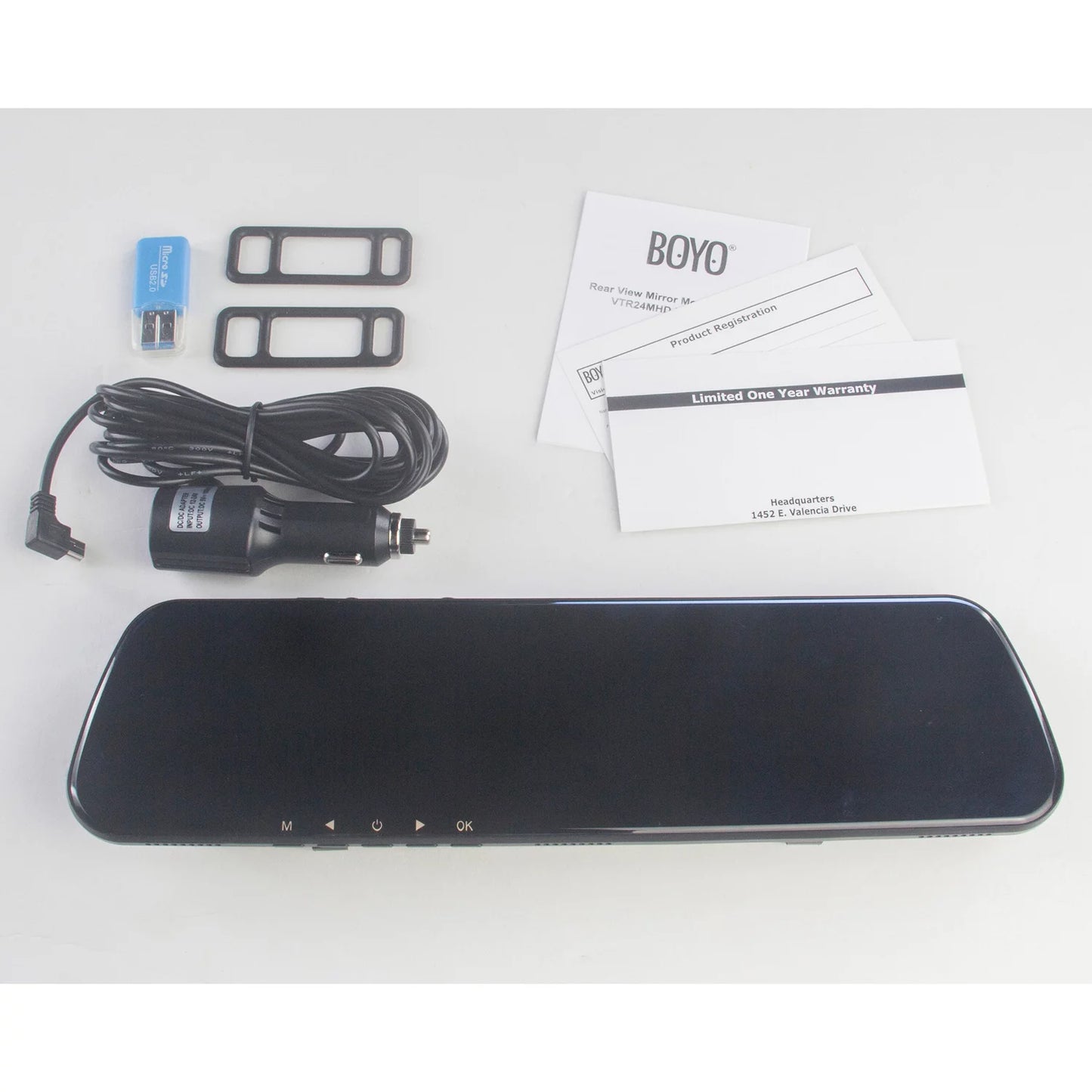 Boyo vtr24mhd - rear-view mirror with front hd camera and fhd dvr