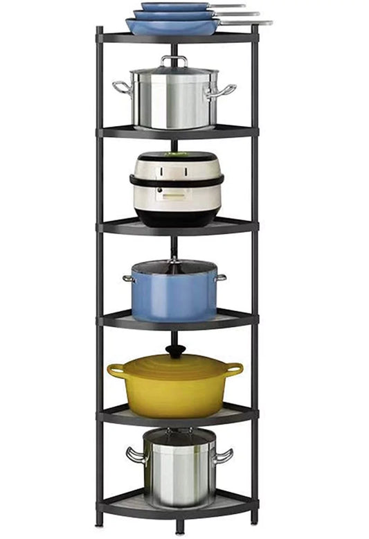 Tonchean 6-tier carbon steel kitchen corner shelf rack free standing pot rack storage organizer