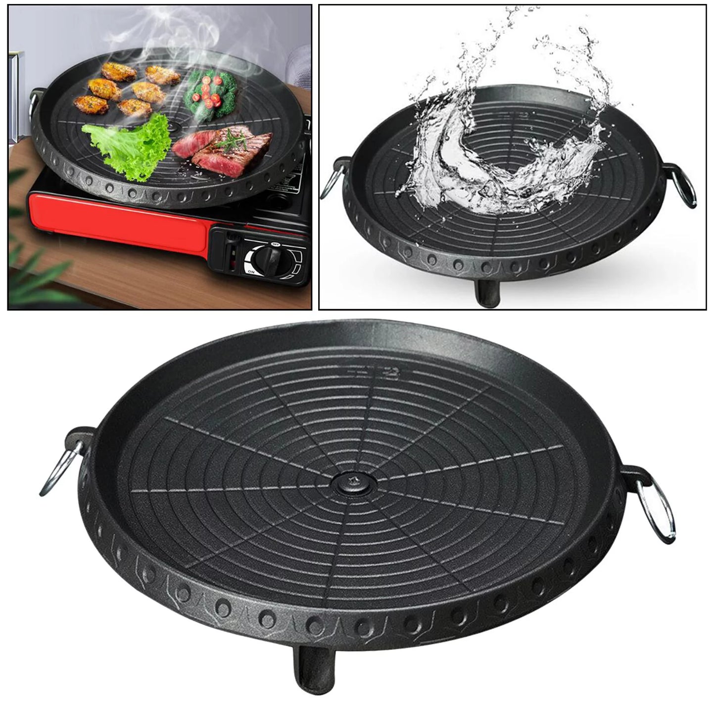 Portable frying smokeless tray lightweight induction grill pan indoor outdoor picnic household bbq camping