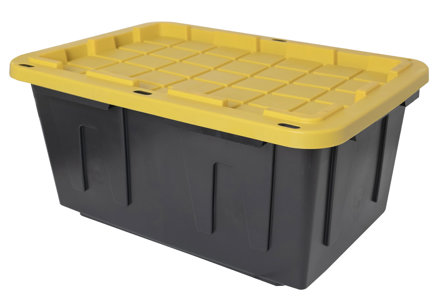 Tough box 17 gallon stackable snap lid plastic storage container, black with yellow lid, set of 4