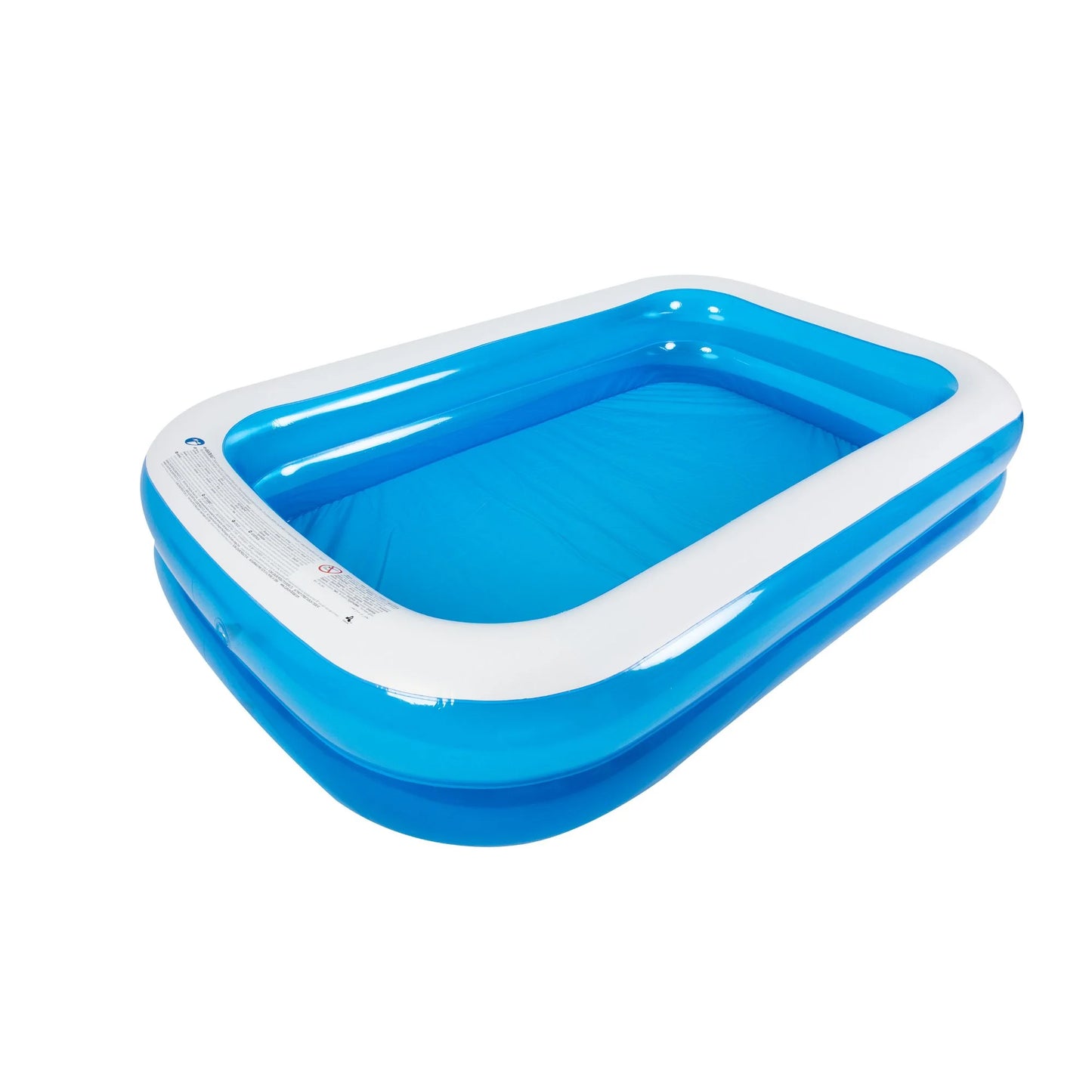 8.5' blue and white inflatable rectangular swimming pool