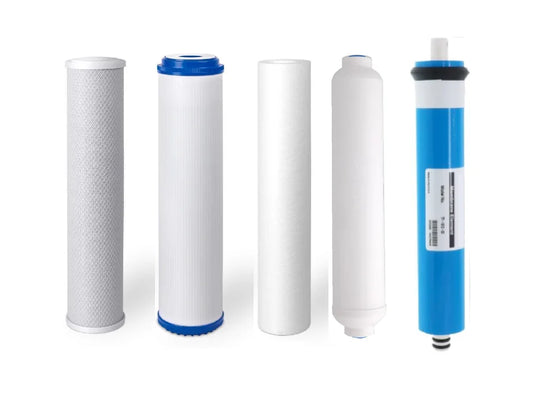 Universal 5 stage reverse osmosis replacement filter set with 75 gpd membrane, usa (2.5" x 9.75")