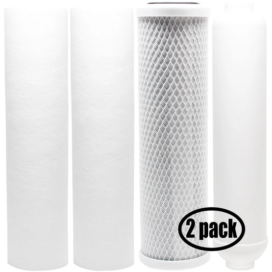 2-pack replacement for filter kit for purepro super380-direct flow ro system - includes carbon block filter, pp sediment filters & inline filter cartridge - denali pure brand