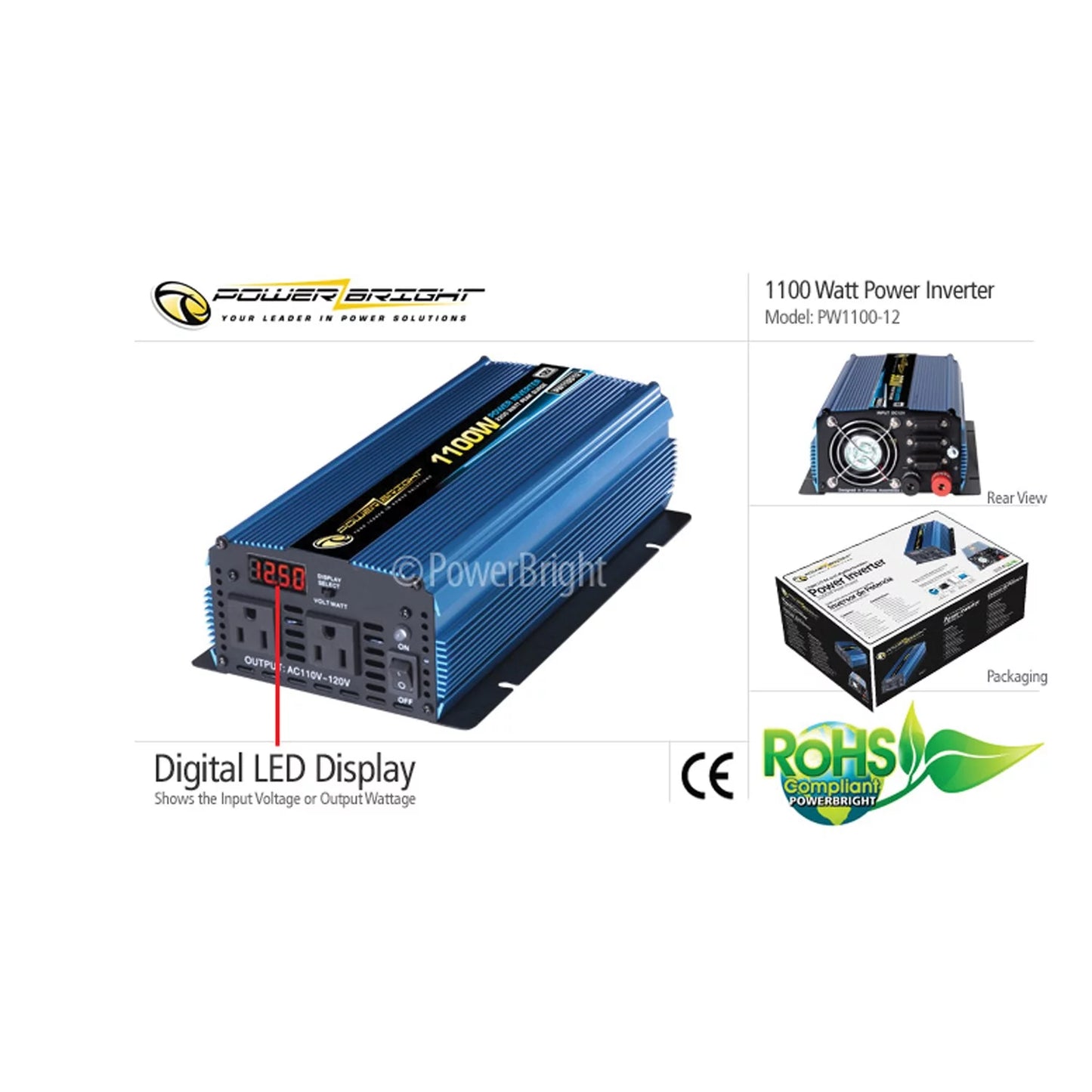 Bright™ brightâ„¢ 12-volt modified sine wave inverter (1,100 watts)