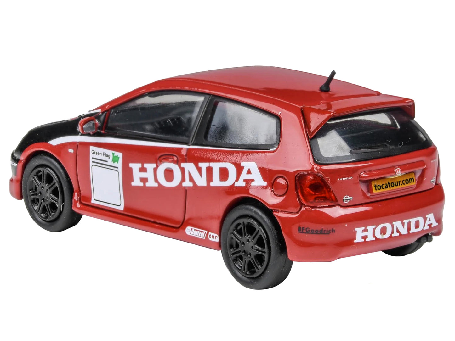 2001 honda civic type r ep3 red with graphics "btcc honda racing" 1/64 diecast model car by paragon models