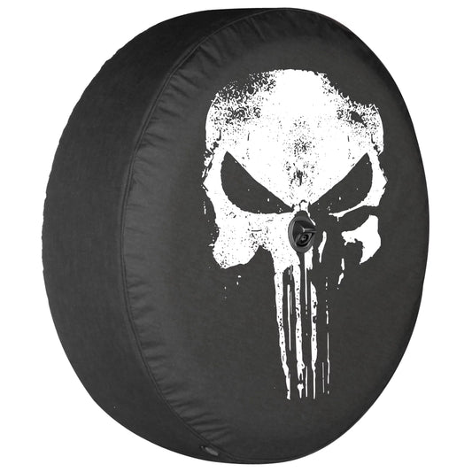 Boomerang - 33" soft jl tire cover for jeep jl wrangler (w/ back-up camera) (2018-2020) - rubicon - distressed punisher skull