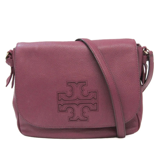 Pre-owned tory burch women's leather shoulder bag bordeaux (good)